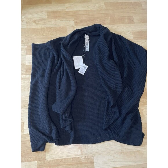 NWT CHICO’S Krislin Ribbed Knit Convertible Cardigan S/M Black - Picture 7 of 7